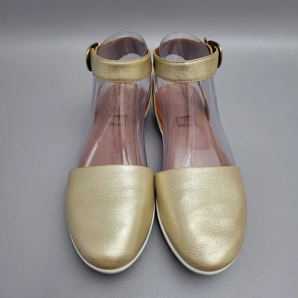 Fitflop Fit Flop Cova Womens Size 6 Ankle Strap Closed Toe Sandal Metallic Gold